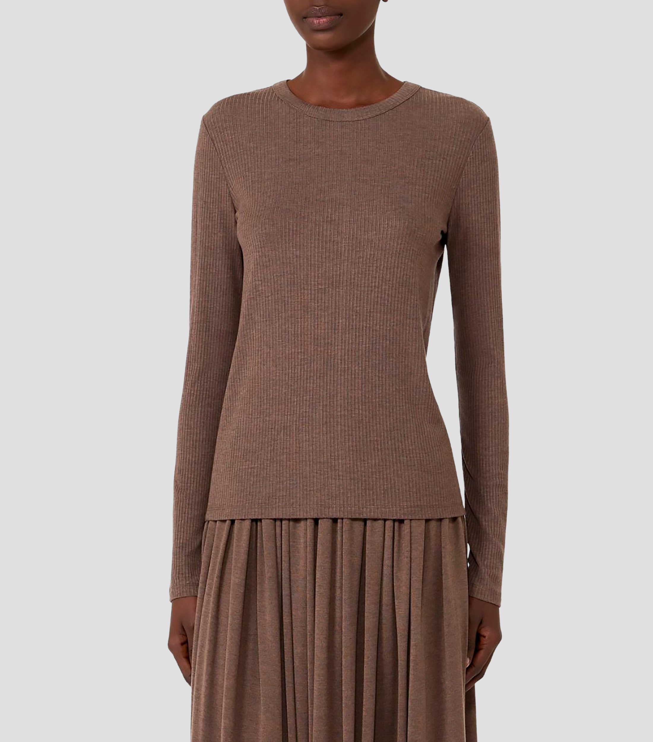 Blusa lisa manga larga Mujer